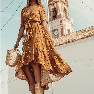 Kivari Dakota Tie-Front Midi Dress in Polka Dot - Size M